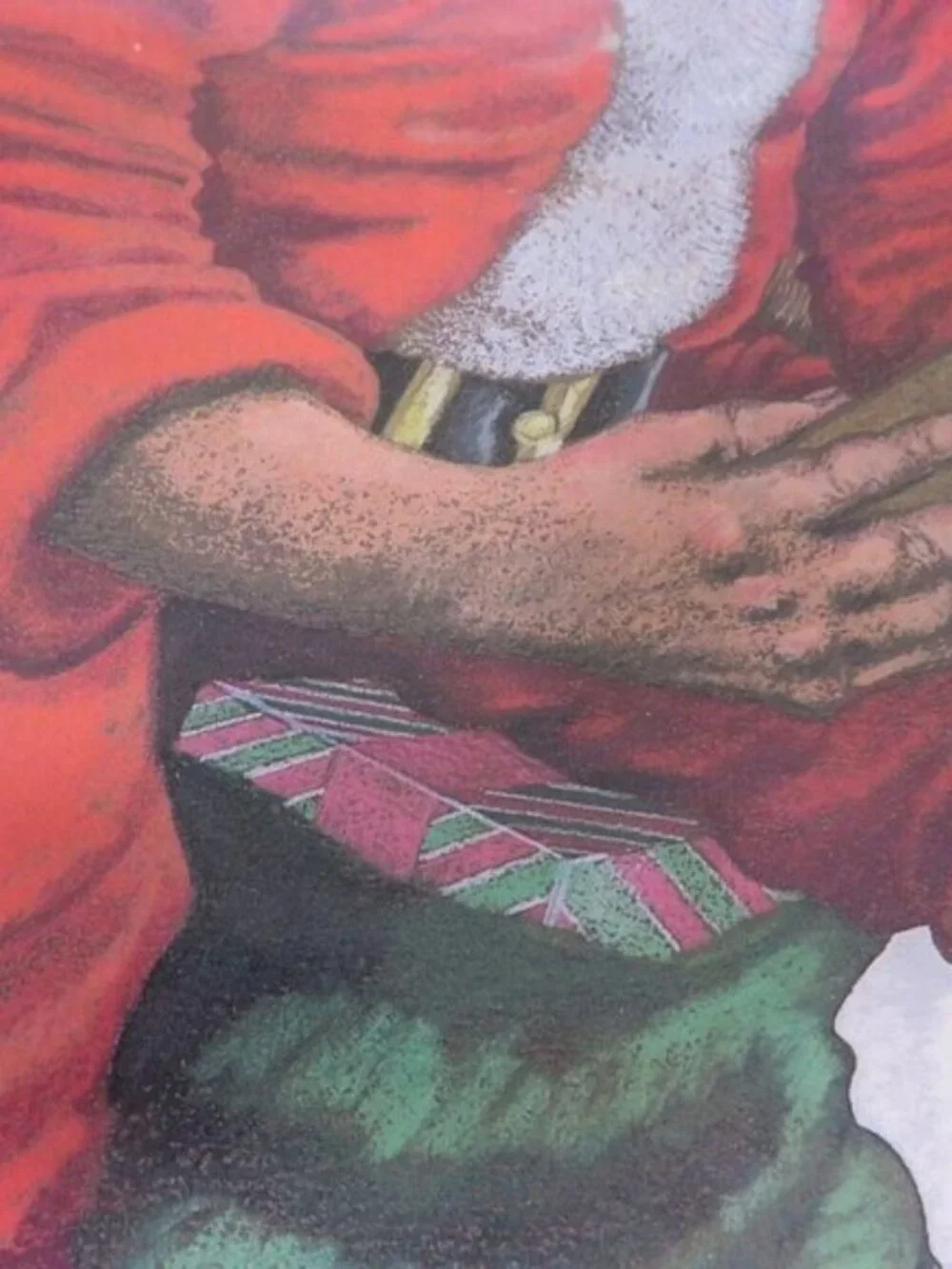 Vintage 1986 Christmas Poster Give Yourself A Gift READ Black Santa Laminated
